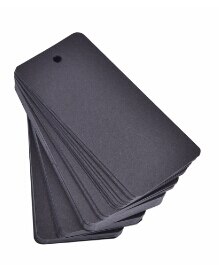 50 stuks handgemaakte prijskaartjes van kraftpapier voor kleding, doe-het-zelf, kerst, bruiloft, feestdecoratie, rechthoekige papieren etiketten: Zwart