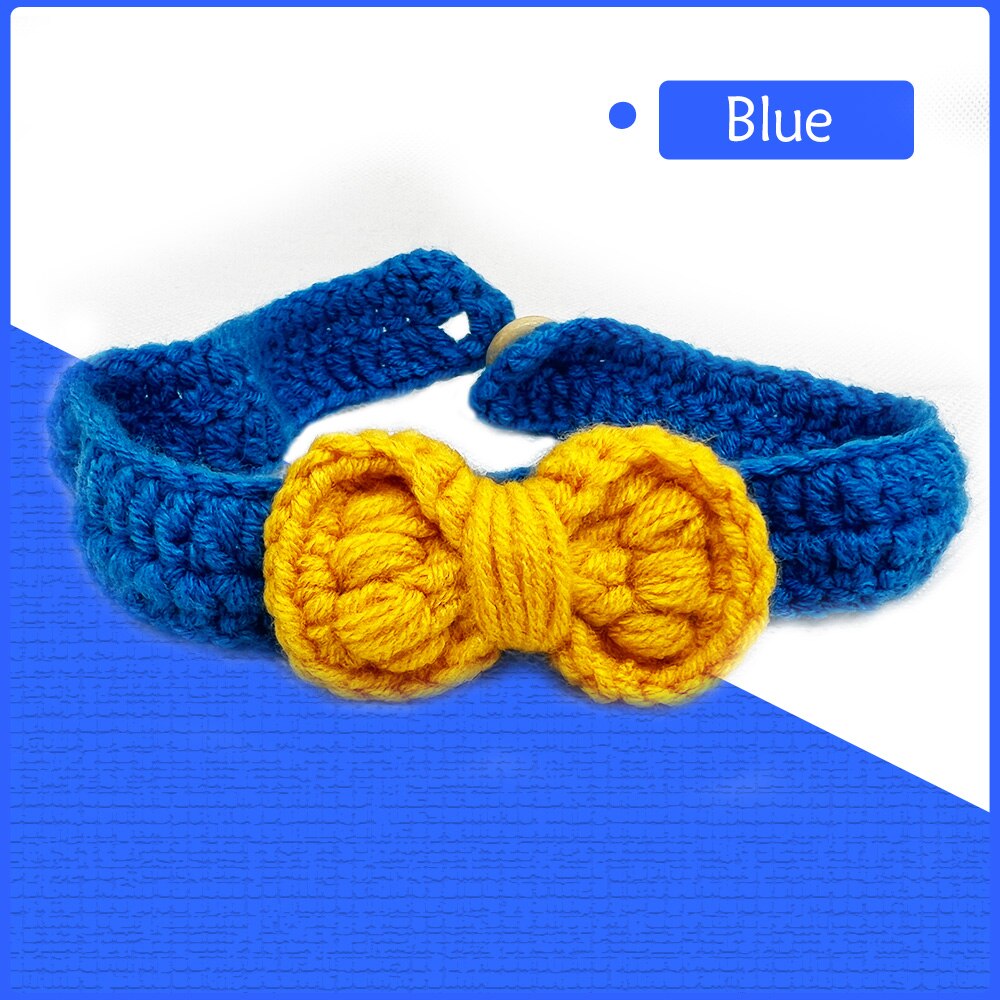 Collares de ganchillo para gatos y perros, bufandas para mascotas, pajaritas de flores, collares tejidos a mano, accesorios para gatos, Schnauzer: blue