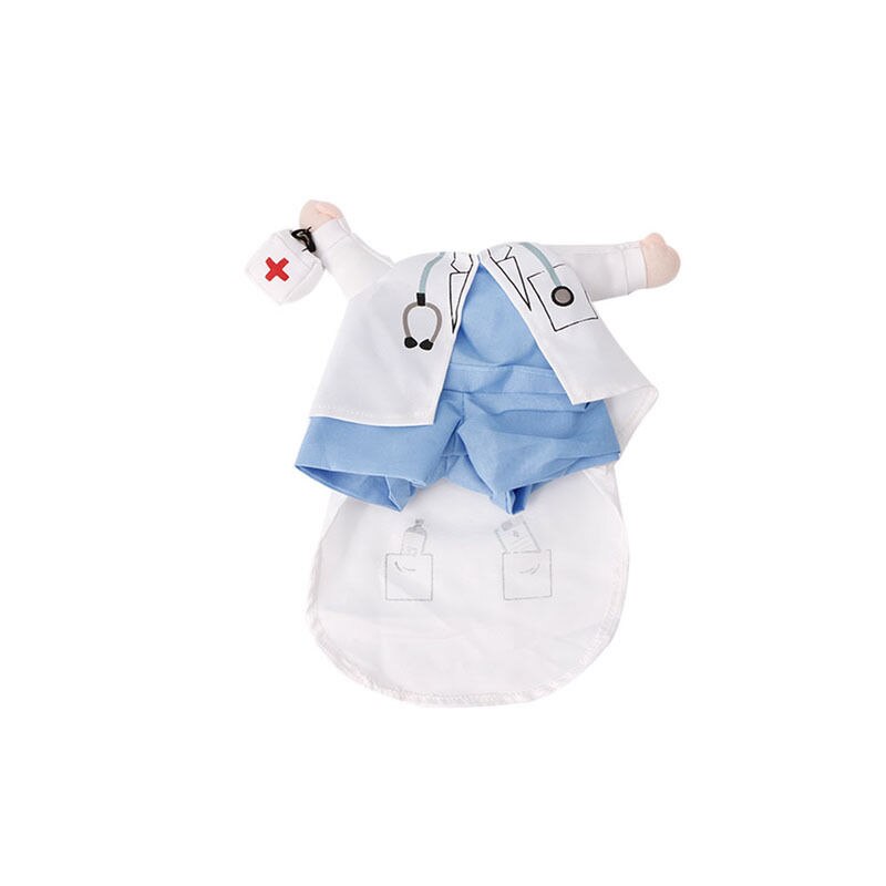 Sjovt kæledyr kostume hund kat kostume tøj kjole tøj læge politibetjent cowboy: Hvid / L