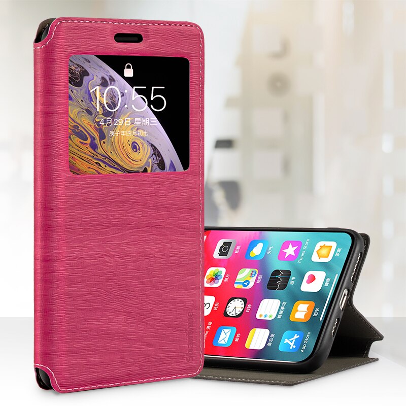 Per Xiaomi Poco M3 custodia per Xiaomi Poco M3 visualizza finestra Cover magnete invisibile e Slot per schede e supporto: RoseRed