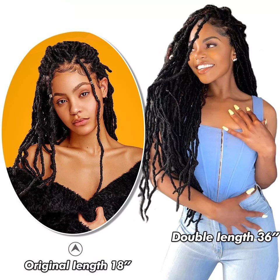 Faux Loc Crochet Hair Curly Synthetic Dreadlocks Soft Messy Boho Ombre Braiding Hair Extension Natural Goddess Nu Locs 36" Felek