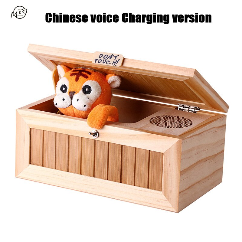 1Pc Houten Nutteloos Doos Laat Me Alleen Box Meest Nutteloos Machine Niet Touch Tijger Speelgoed Met Licht usb: 03