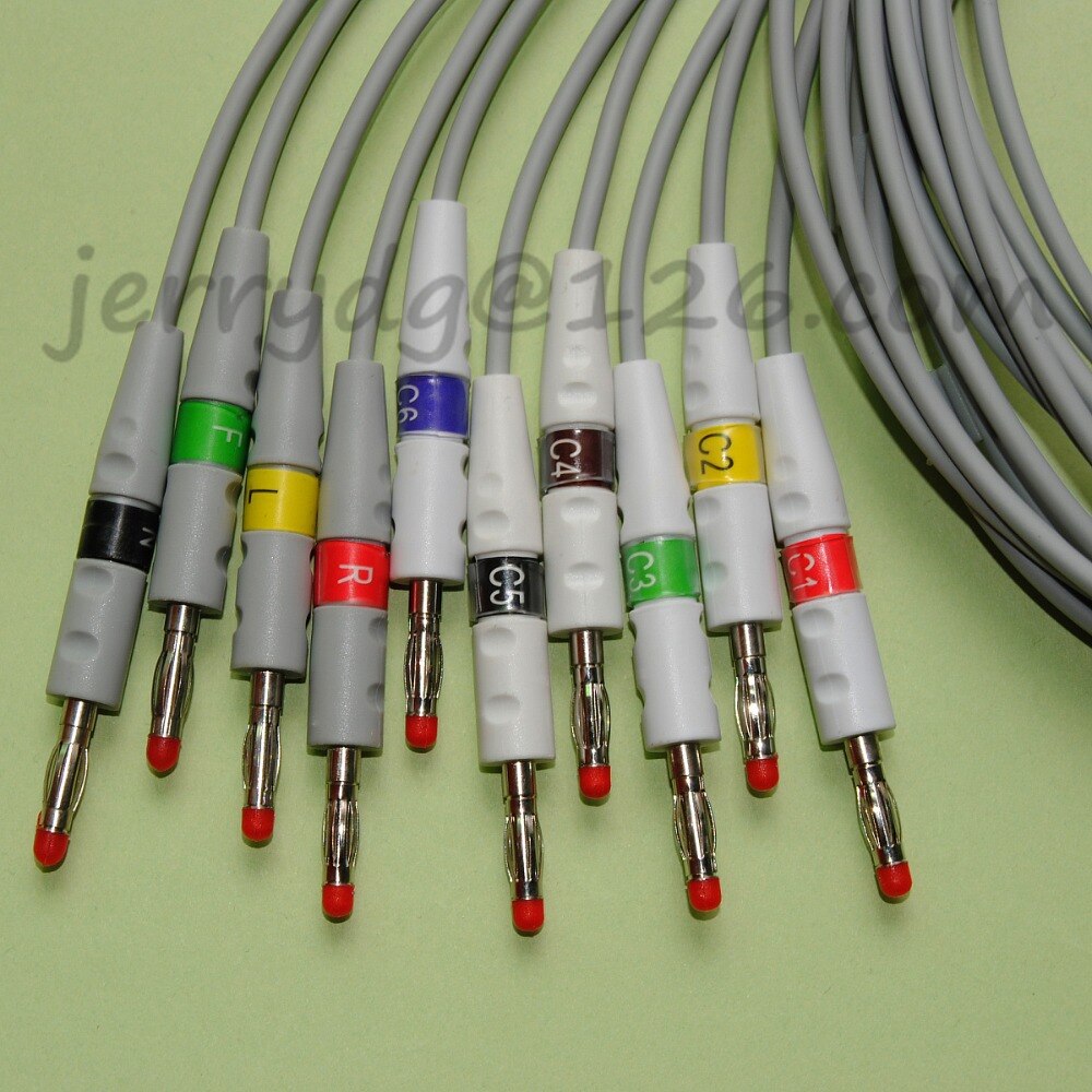 Ge marquette ekg ekg kabel med ledninger , 10 ledninger, kompatibel microsmart, mac 500/1100 mac 1200/1200 st