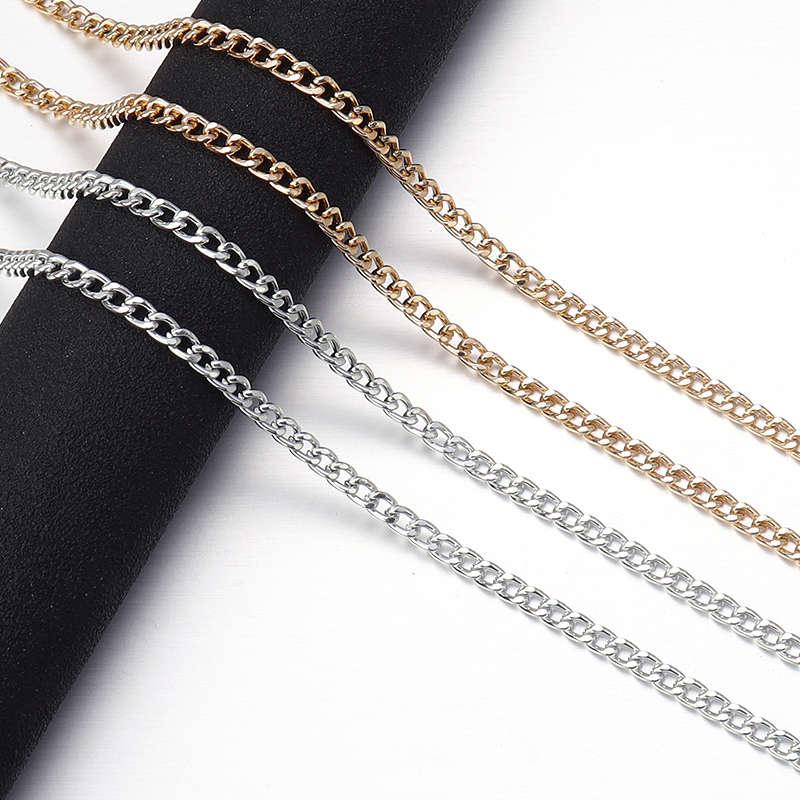 Cadenas en forma de O de aluminio y Metal, 5 yardas/rollo, cadena giratoria de Color dorado y plateado para hacer joyería DIY, suministros de accesorios para bolsas de ropa