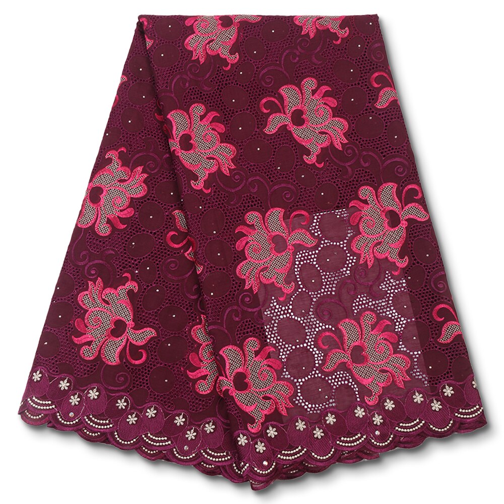 African Lace Fabric Lace Beautiful Nigerian Cotton Lace Fabrics With Stones For Party Wedding Dress YA3696B-6
