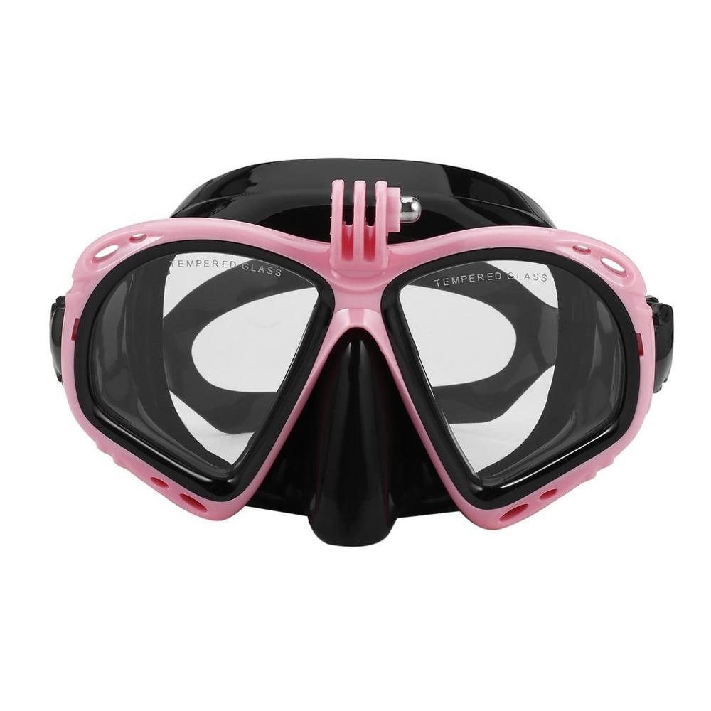 Undervands dykning maske scuba snorkel svømning beskyttelsesbriller dykning udstyr velegnet til de fleste sport kamera: Lyserød