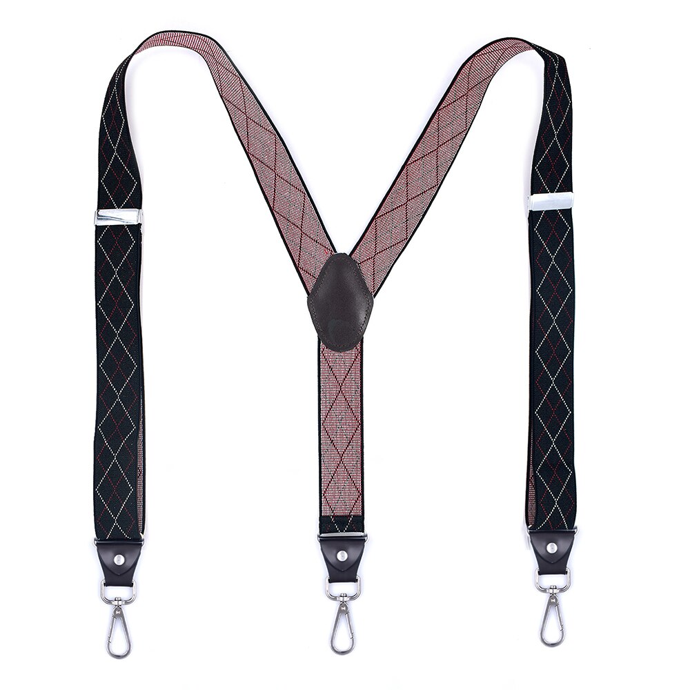 Heavy Duty Bretels Met Swivel Haken Voor Mannen Werken Jeans Y Terug Grote En Lange Verstelbare Elastische Broek Bretels Riem loop Band: Black Red