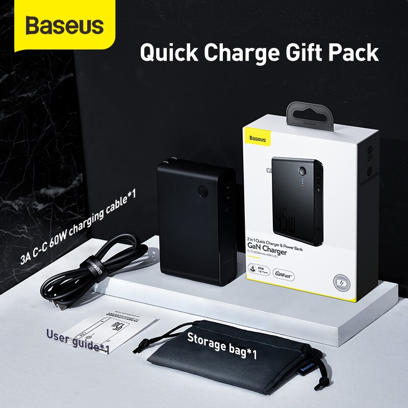 Baseus Power Bank 45W 10000Mah Gan Charger 2 In 1 Pd Qc 3.0 Afc Snel Opladen Ons Usb oplader Voor Iphone Samsung Voor Macbook Pro