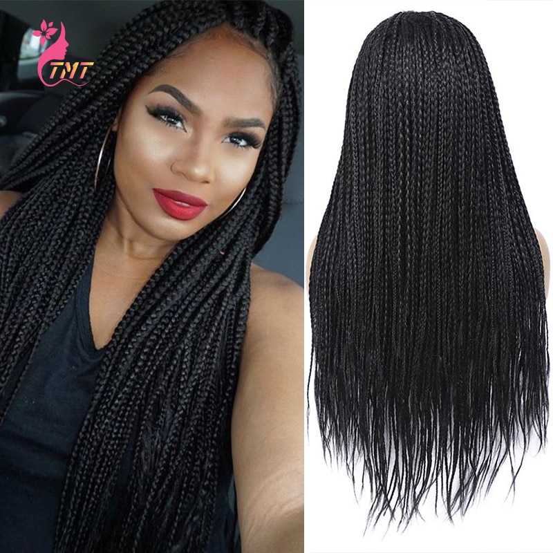 26 Inch Long Synthetic Box Braided Wigs For Black Women TMT Ombre Synthetic Crochet Braiding Straight Hair Wig