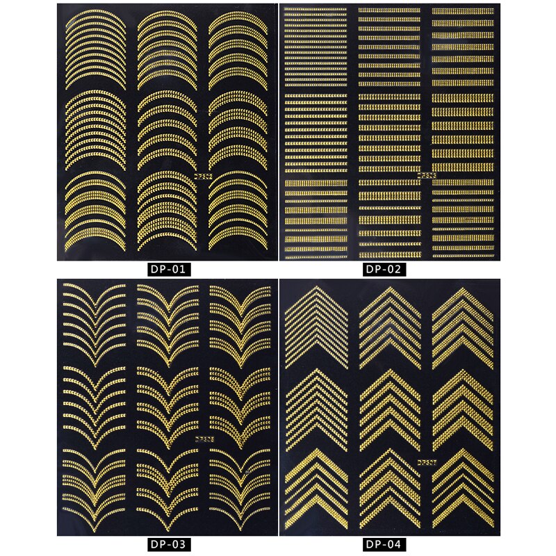 1 Uds pegatinas de uñas 3D Retro tachuelas calcomanías Metal dorado arte adhesivo para uña decoraciones