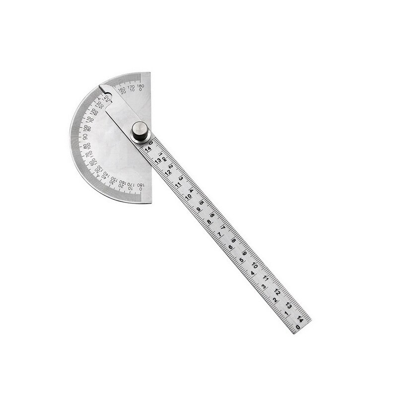 15cm 180 Degree Adjustable Protractor Multifunction Stainless Steel Roundhead Angle Ruler Mathematics Measuring Tool-1: Green