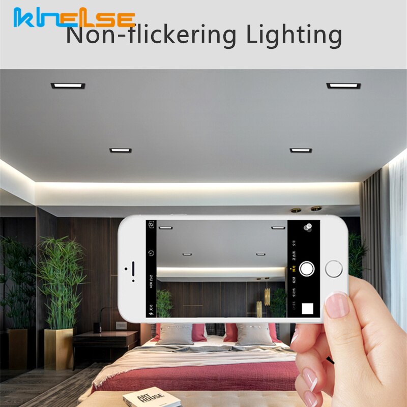 Square LED Recessed Ceiling Downlight 12W 180 Beam Angle Panel Lamp Industrial Living Room Bathroom Corridor Spot Lights Fixture