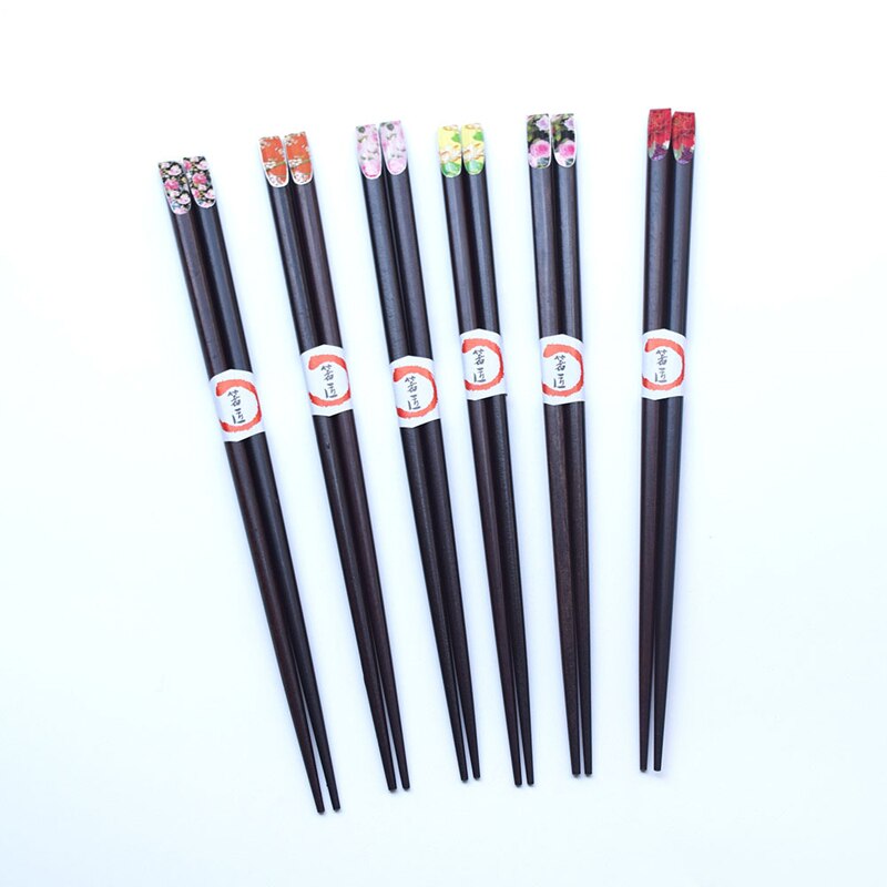 Vacclo 1 Pair Wood Sharp Chopsticks Nail Household Beautiful Sakura Rice Tableware Kitchen Restaurant Hotel Accessories