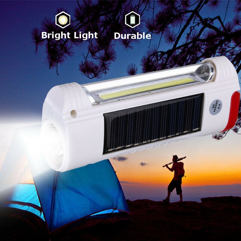 Solar Power/USB Flashlight Rechargeable Outdoor Portable LED Flashlight Camping Hiking Light Lantern Lamp