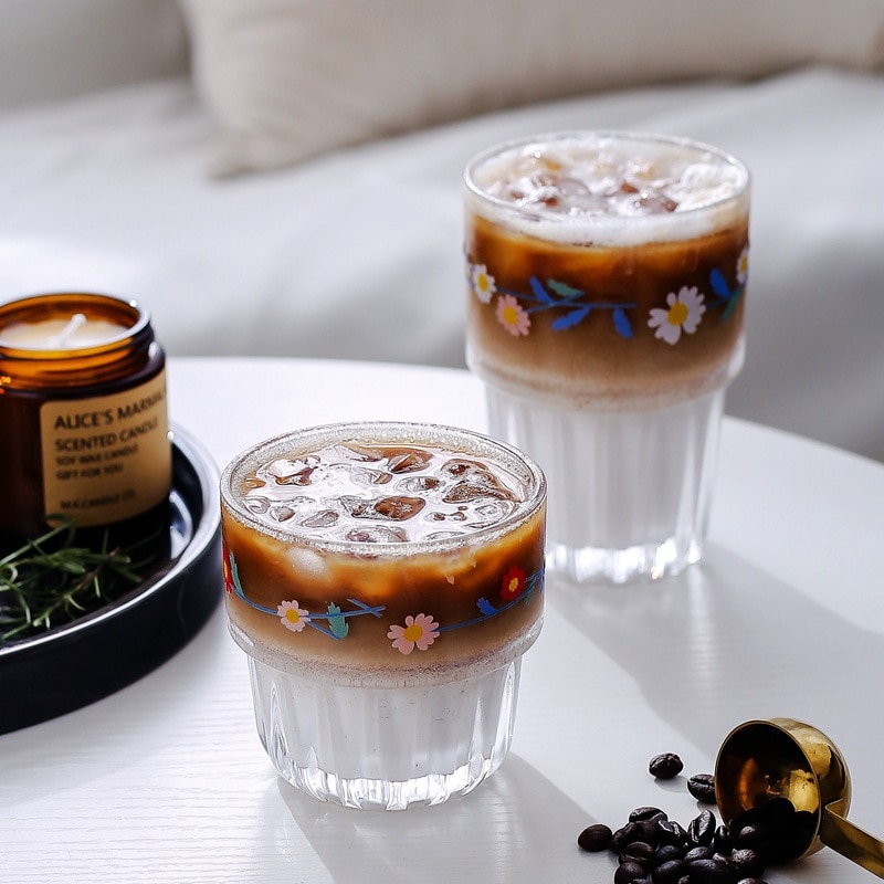 Vasos de cristal pintados a mano, sin plomo, resistentes al calor, taza de leche para desayuno, té de la leche, cerveza