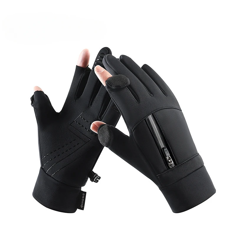 2025 neue Winter-Angelhandschuhe, 2-Finger-kippen-Handschuhe, winddicht, Foto, für Männer und Frauen, warm, schützt Radfahren, Fisch-Angelhandschuhe: XL