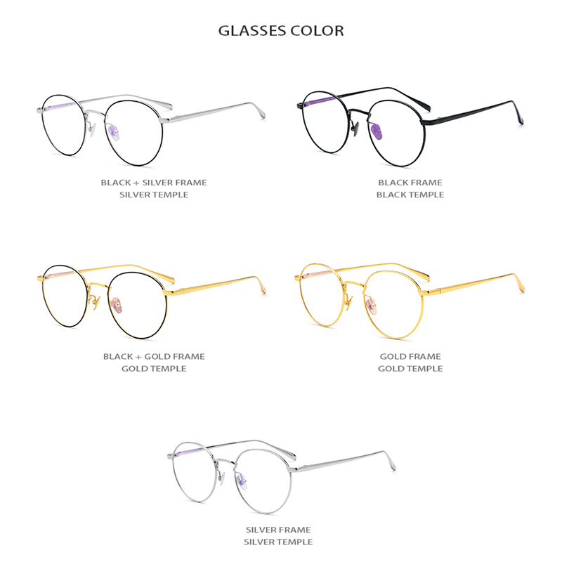 Pure Titanium Glasses Frame Men Vintage Round Myopia Optical Prescription Eyeglasses Women Female Retro Oval Korea Eyewear