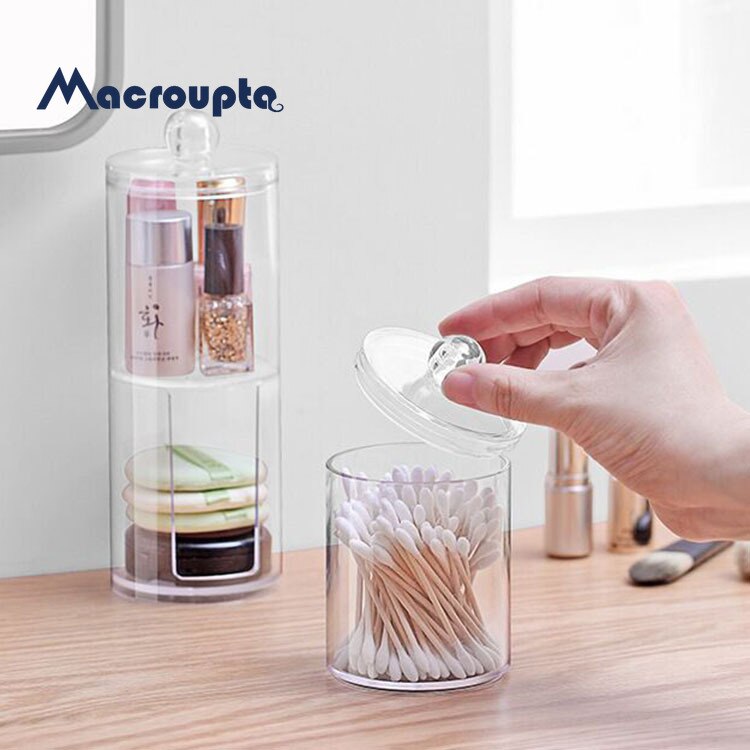 Acrylic Round Qtip Container Cosmetic Makeup Cotton Multifunctional Pad Organizer Jewelry Storage Box Holder and Candy Jars