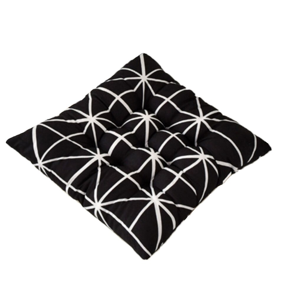 40x40cm Vierkant Zacht Streep Zitkussen Rugkussen Tie op Stoel Kussen Auto Pad Kussen voor Thuis kantoor: Black