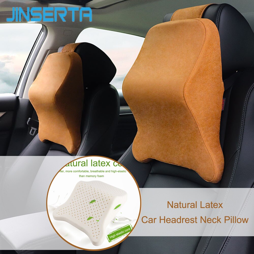 JINSERTA Natuurlijke Latex Auto Hoofdsteun Nekkussen Ademend Auto Seat Terug Comfortabele Ondersteuning Reizen Kussen voor Universele Auto