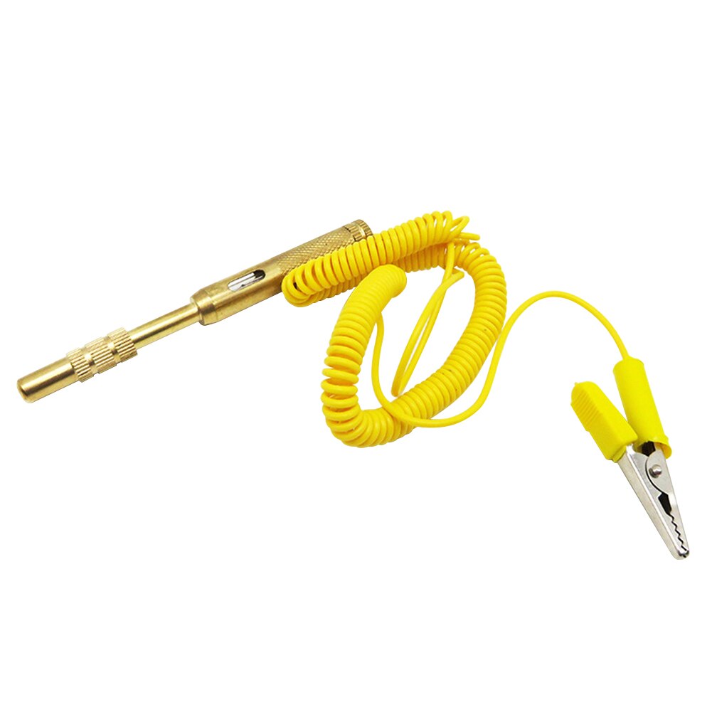 DC 6V 12V 24V Diagnostic Tool Trailers Probe Lamp Detect Pen Circuit Tester Car Spiral Wire Yellow Voltage Gauge Measuring Metal