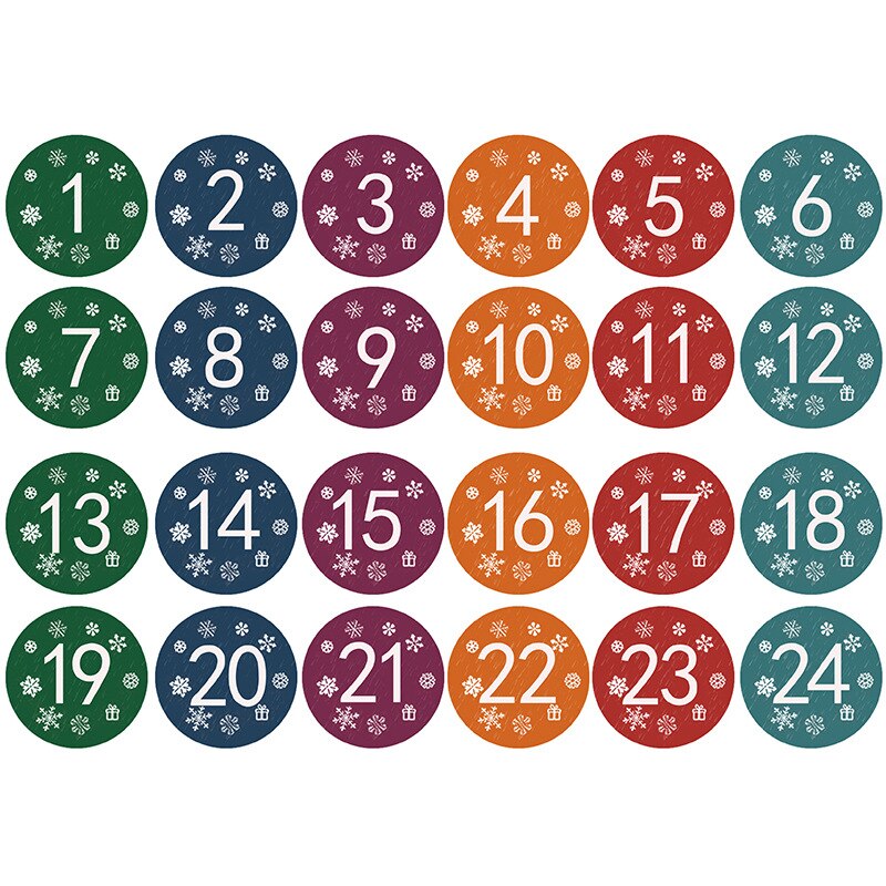 Merry Christmas Stickers Advent Calendar Number Paper Stickers Multi-Function DIY Crafts Packaging Labels Decor Tools: 12