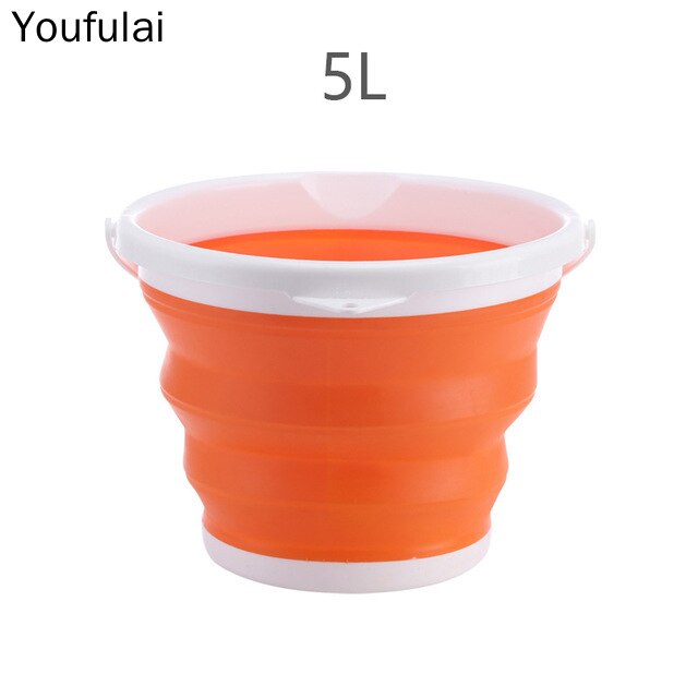 5c Bucket 10L/5L/3L Folding Water Bucket Collapsible Buckets Camping Outdoor Foldable Bucket Fishing Pot Durable Folding Bucket: 5LOrange