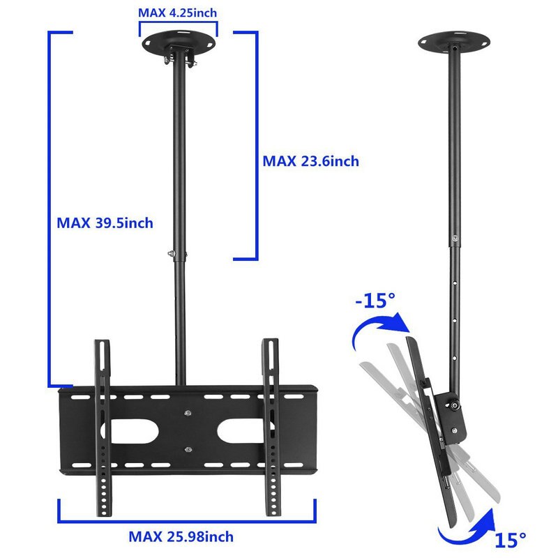 Ceiling TV Mount Bracket Fits up to 60" LCD LED Plasma Monitor Flat Panel Screen Display with VESA 600x400 (Max)