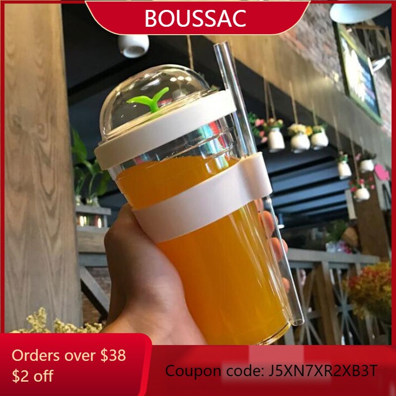 Bubble Tea Cup Portable Plastic Cup Reusable Plastic Cup with Straw for Bubble Tea Boba Tea Cup Drinkware