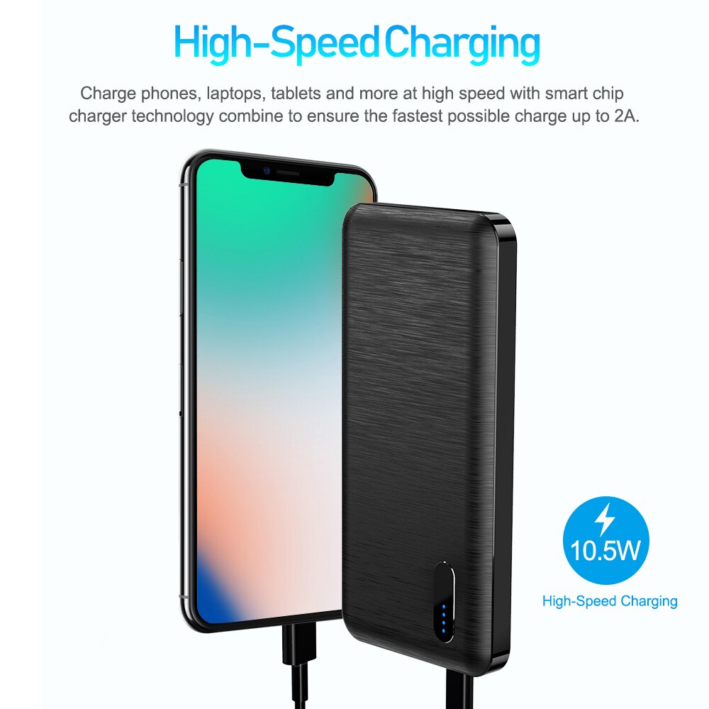 Untra-sottile 10000mAh Powerbank Caricatore Portatile Rapido Batteria Esterna della Banca di Potere Per il iPhone Xiaomi Mi 9 iPhone USB tipo C di Alimentazione