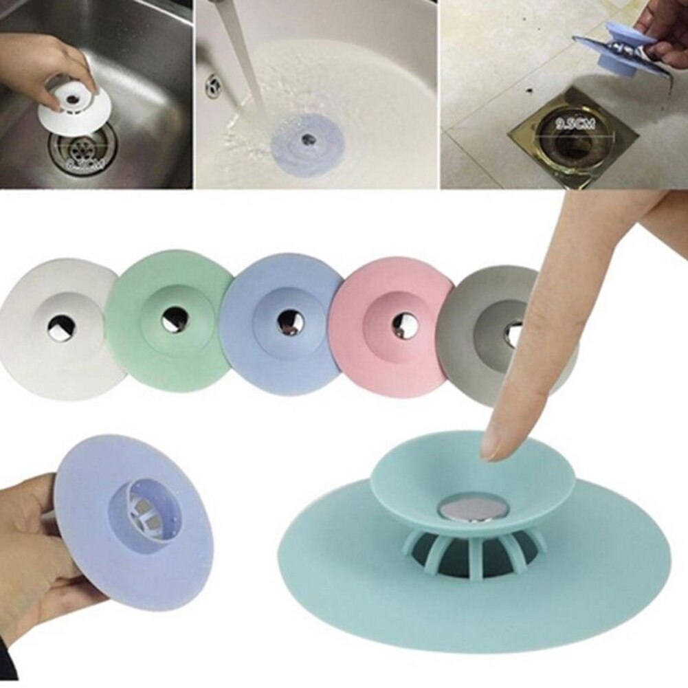 Køkkenvaske filter badeværelse brusebad vask proppeaftapningsafdækning hårfældefilter til køkken 5 stk silikone afløb hårfanger