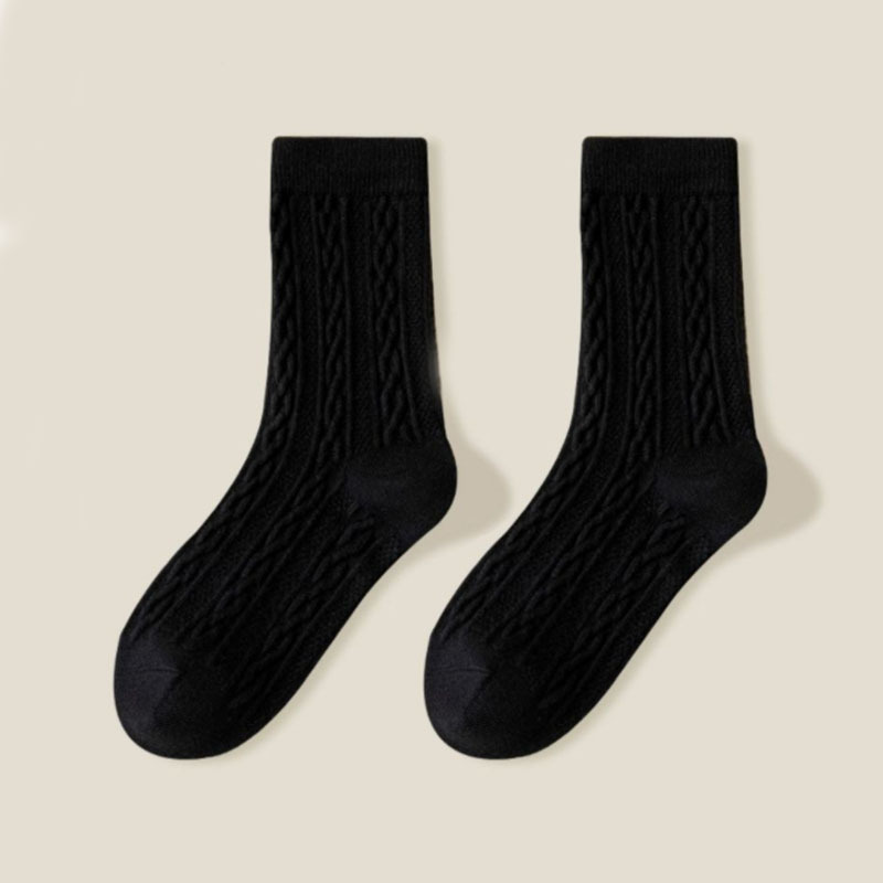 Novo legal moda feminina vintag algodão longo fino meia feminina primavera verão outono senhora casual menina meio tubo meias para mulher: Preto