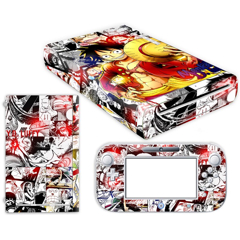 Anime One Piece Luffy Skin Sticker for Nintendo Wii U Console Cover with Remotes Controller Skins For Nintend wii u sticker