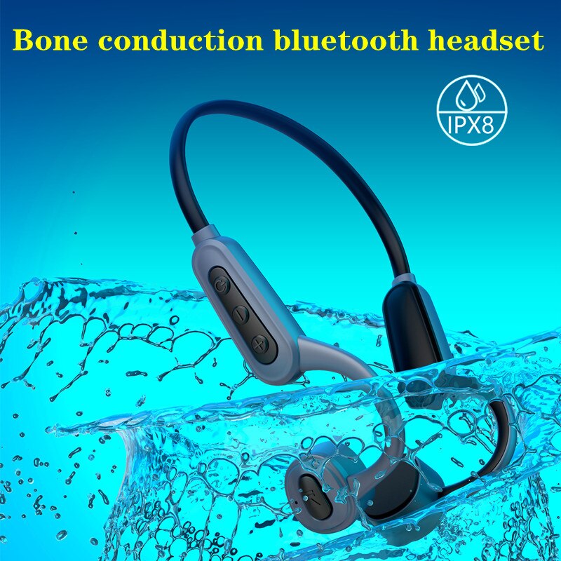 K8 Bone Conduction Wireless Bluetooth Headset, IPX8 Waterproof Swimming Headset, Sports Headset, 16GB Memory MP3 Player