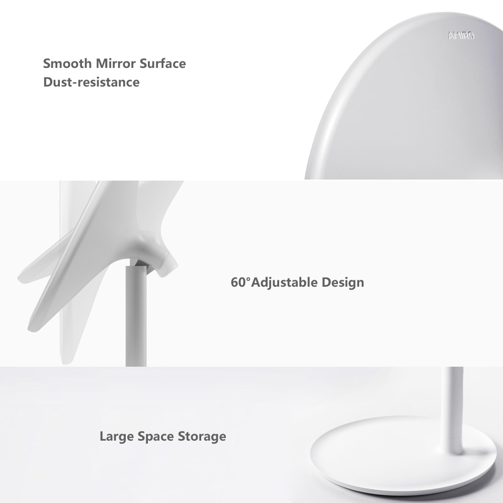 AMIRO HD machen-hoch Spiegel Tageslicht Spiegel Eitelkeit machen-hoch Spiegel Lampe USB Ladung Lichter Gesundheit Schönheit Einstellbar für Xiaomi mijia