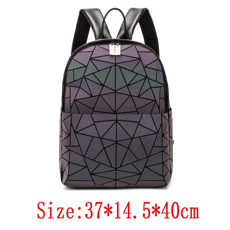 Luminous Backpack School Women Bags Set Holographic Geometric Backpacks Female School Bag For Teenage Girls Student Rucksack: Ivory