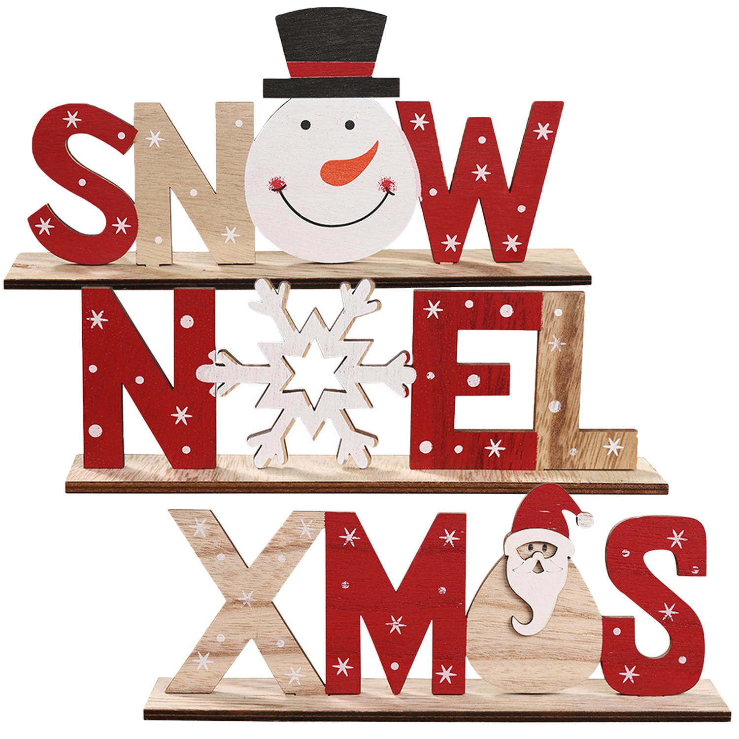 Rustik juletræsskilt noel sne xmas brev plak dekorationer bord desktop ornament til fest hjemme cafe indretning
