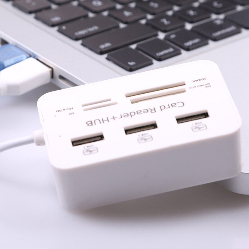 Multi USB Hub USB 2.0 séparateur haute vitesse avec lecteur de carte USB 480Mbps Combo pour MS/M2/SD/MMC/TF, accessoires d&#39;ordinateur