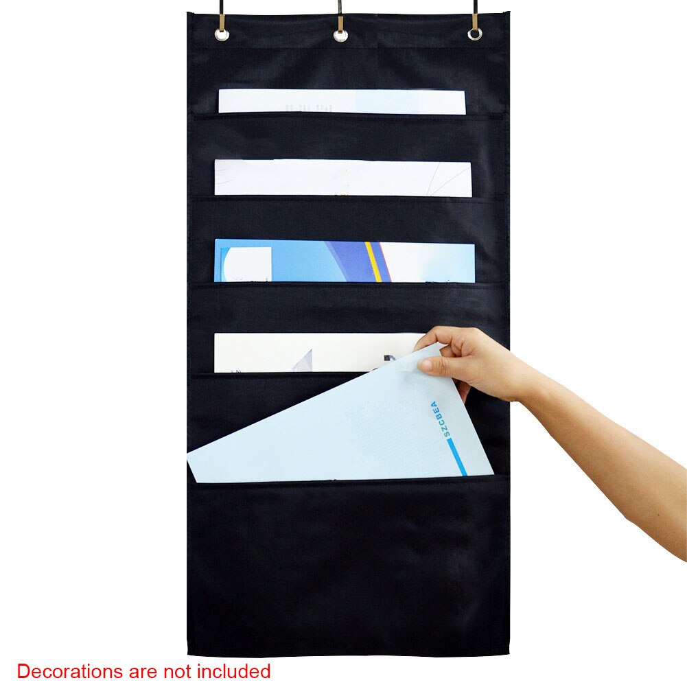 Home Storage Door File Folder School Organizer Portable Office Hanging Wall Mounted Oxford Cloth With Hooks Magazines Pockets