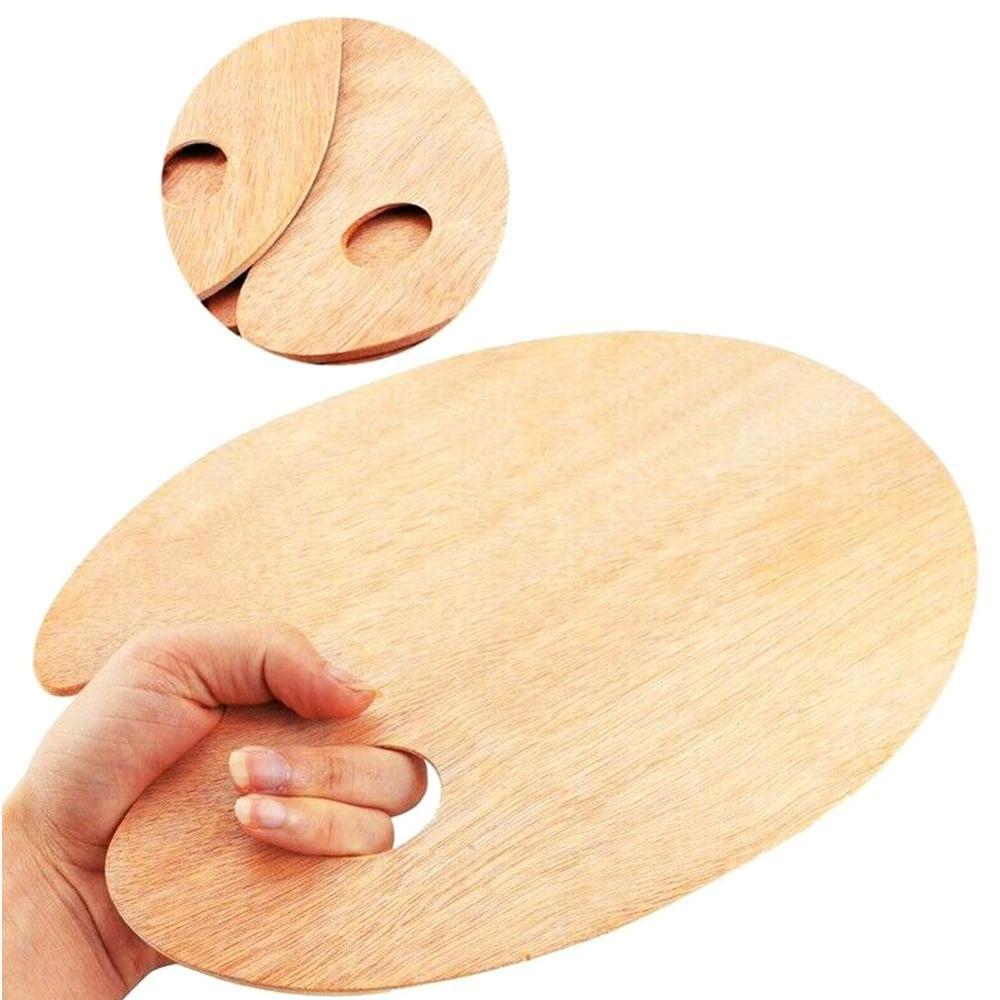 Smooth Tray Palette Art Supplies Watercolor Oval Oil Thumb Artist Flat With Hole Wooden Painting Office Supplies Acrylic H9Z7