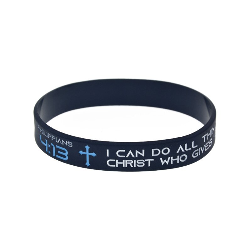 OBH 50PCS Philippians 4 13 I Can Do All Things Through Christ Who Gives Me Strength Silicone Wristband