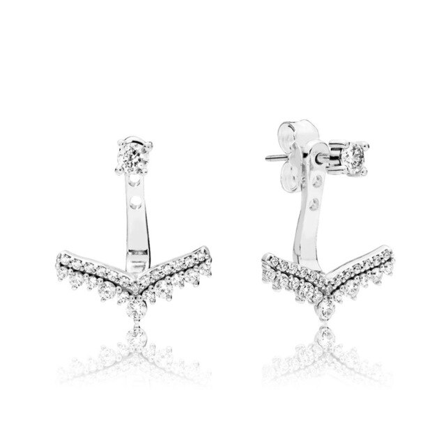 Originele 100% 925 sterling zilveren pandora oorbellen met kristallen luxe oorbellen voor vrouwen fee zirkoon veer pentagram oorbellen: 297739cz