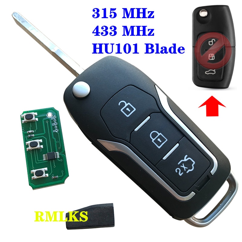 3 Button Modified Flip Folding Remote Control car Key Fob for Ford mondeo Focus Fiesta 315MHz 433MHz 4D60 4D63 ID83 Chip