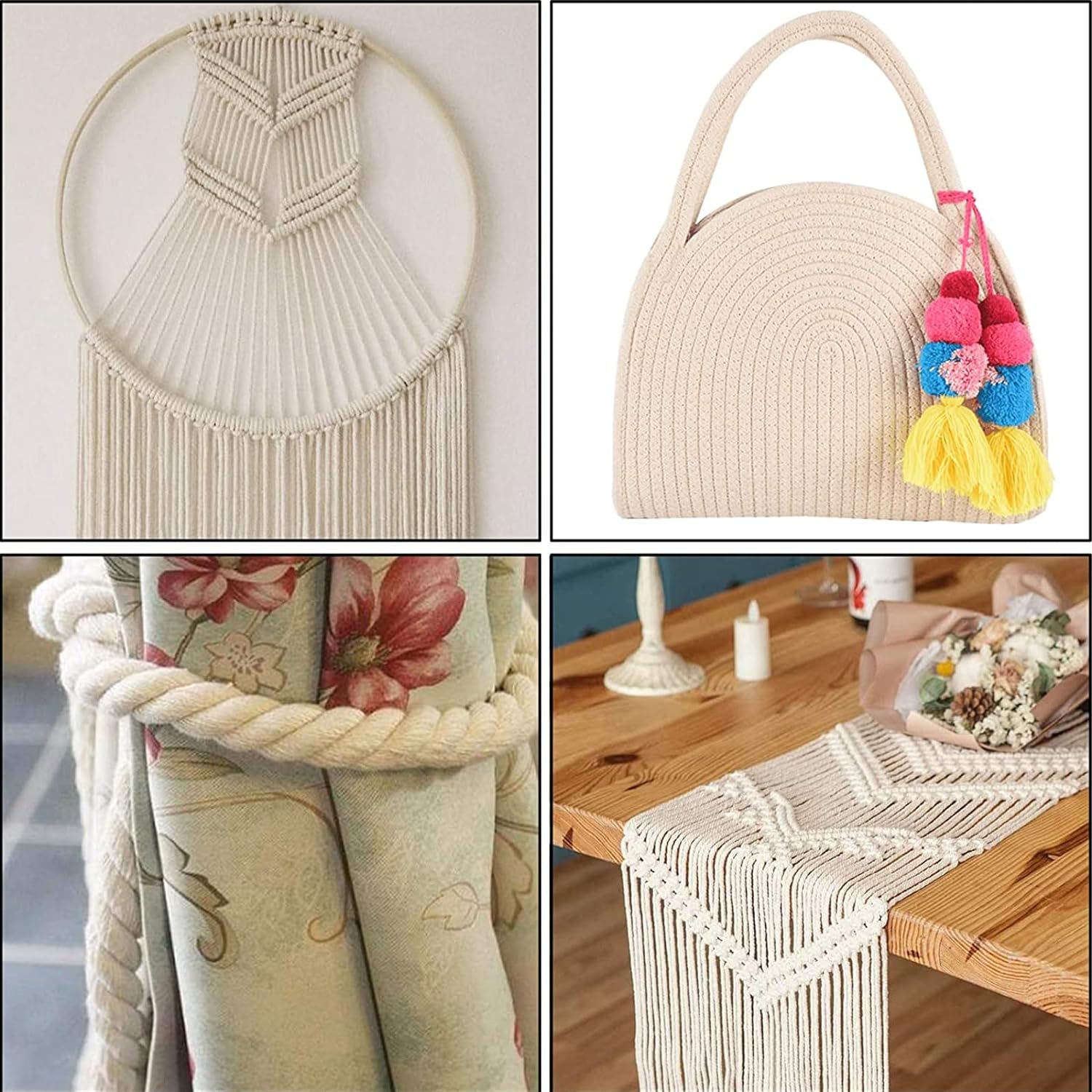 1-6mm DIY makrama sznur bawełniany sznur 100m sznurek sznurek bawełniany rzemiosło ścienne wiszące praca ręczna strona główna Bohemia dekoracje ślubne