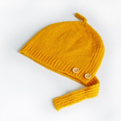Geborduurde letters effen kinderwintermuts wollen streep gebreide kindermuts gehaakte meisjesmutsen winter jongensmuts babymutsen: Geel