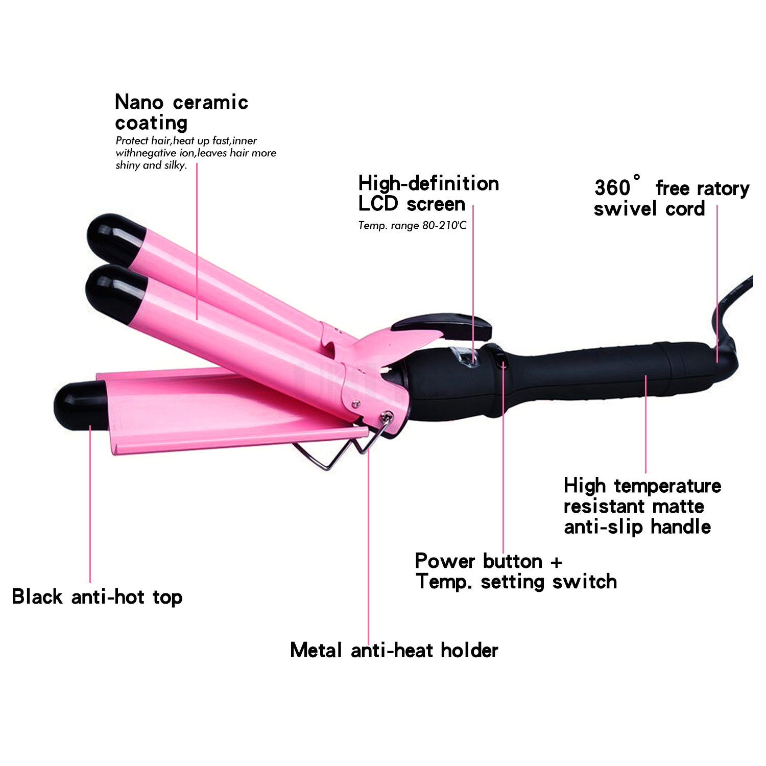 Hair Curling Iron Triple Barrel Hair Curler Flat Iron Curling Waver Wand Crimper Perm Splint Curly Tong Hair Styler