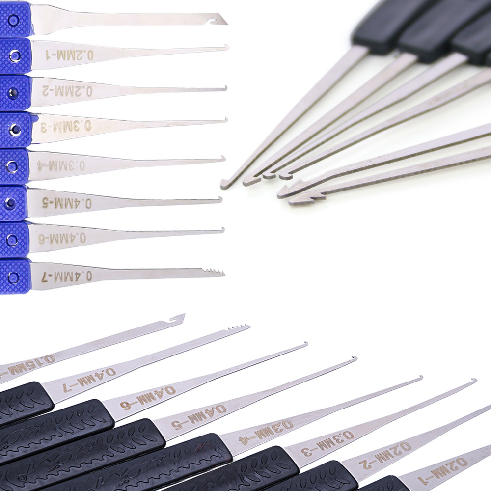 5 in 1 Lock Pick Set Combination for Beginner Training,2pcs Transprent Practice Lock ,12pcs+10pcs Broken Key Remove Tool,5pcs Te