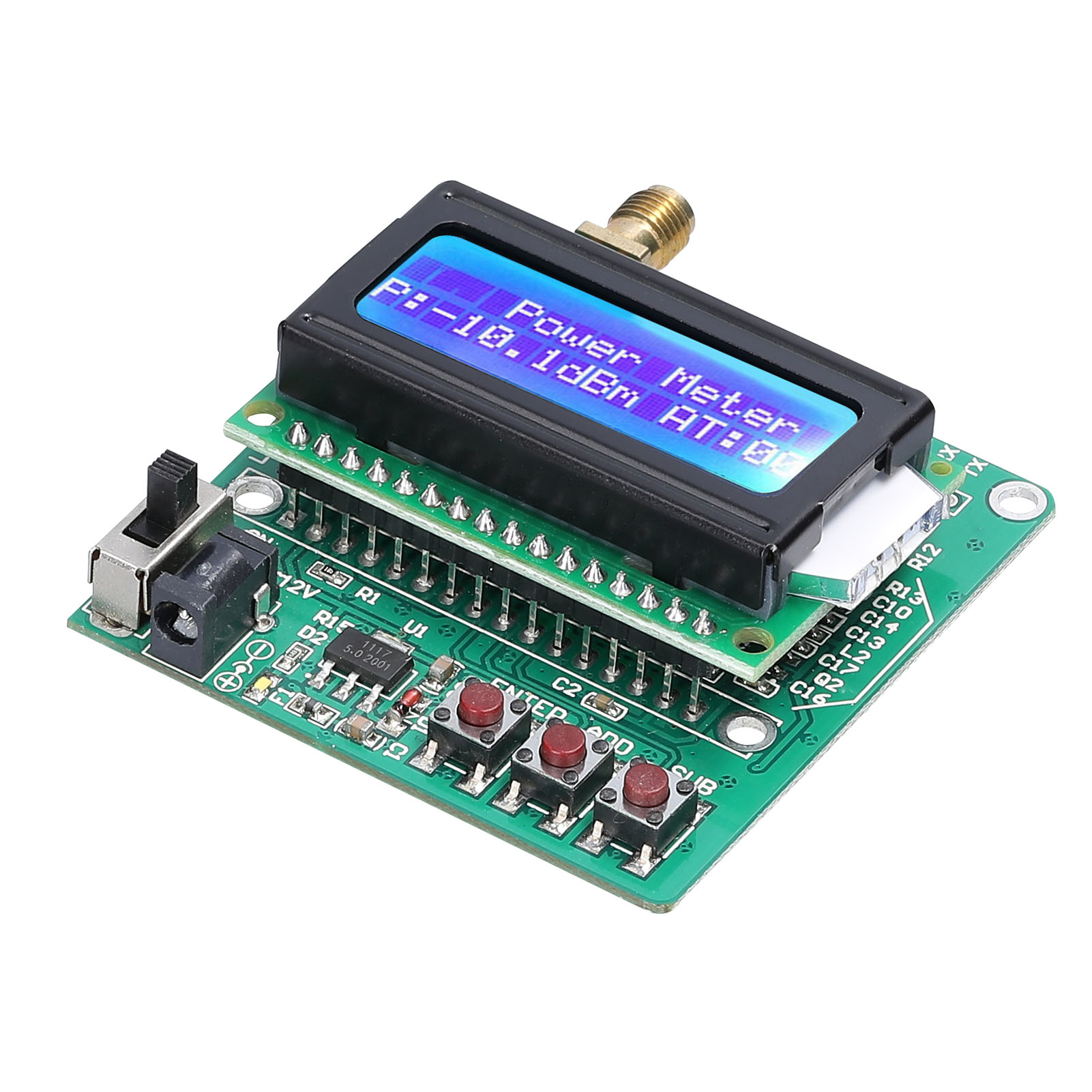 Digital Wattmeter Radio Frequency Power Meter Detector -75dBm to +16dBm Measurement Ranges Frequency Attenuation Module
