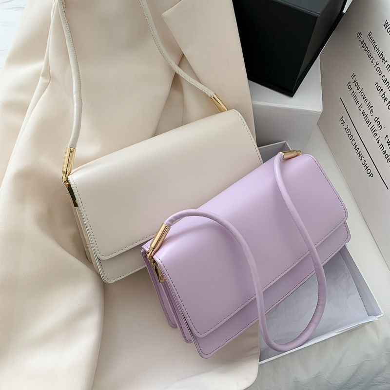 Popular Mini Retro Shoulder Bag Women Messenger Handbags PU Leather Street Casual Solid Zipper Subaxillary Women's handbags: purple