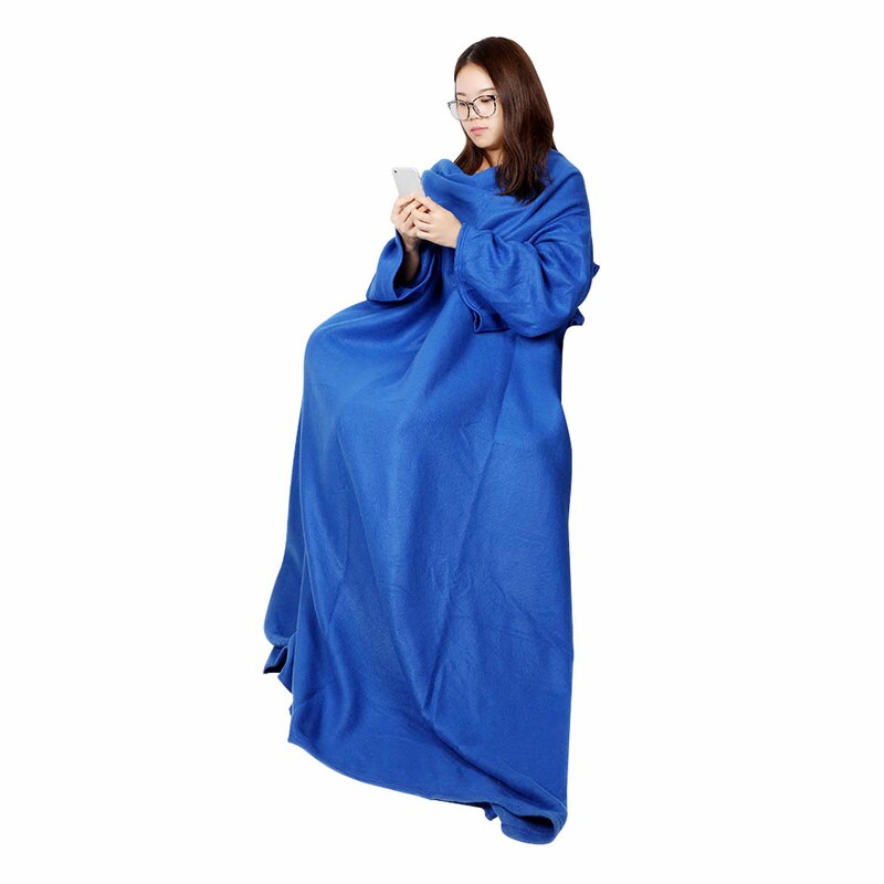 Stort knus tæppe kast med ærmer fleeceblankets snuggle varmt behageligt wrap tæppe varmt og håndfrit
